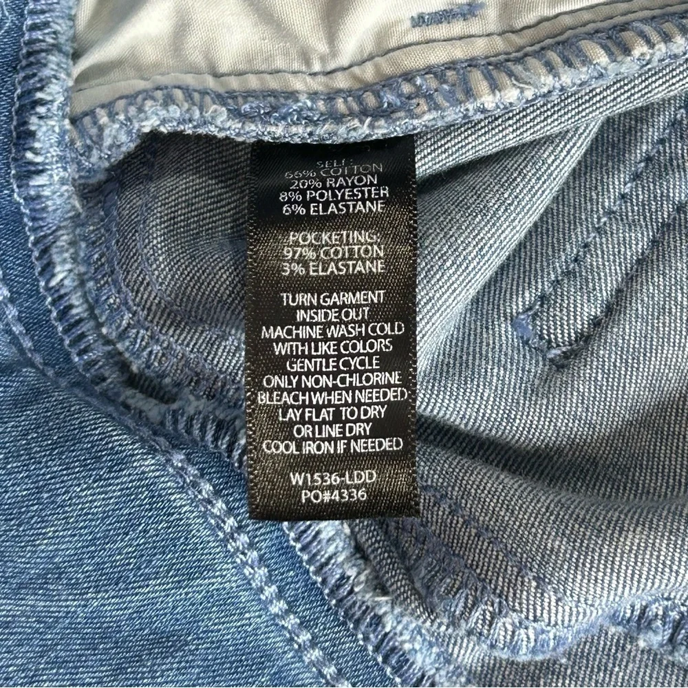 BETABRAND Denim blue jeans Pull on Straight leg 4 pocket Stretchy Size Large
